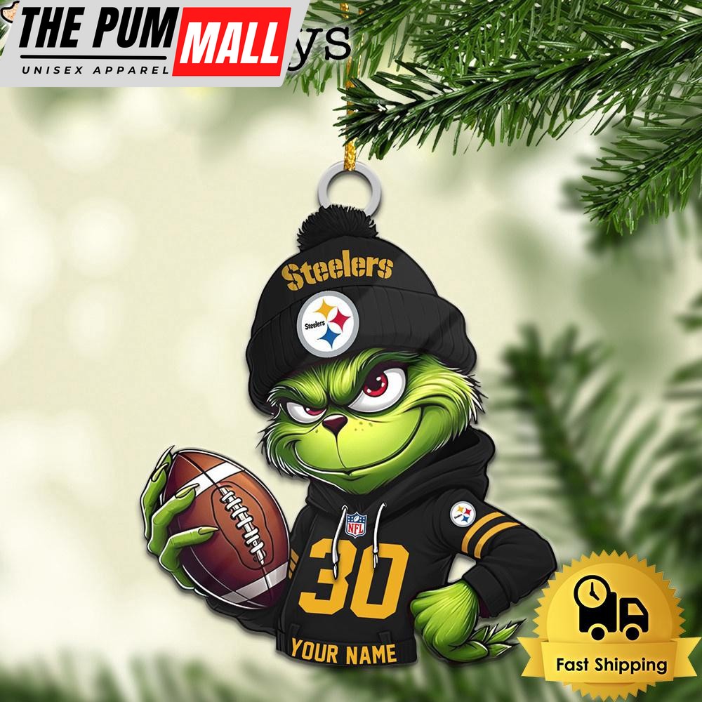 Custom NFL Pittsburgh Steelers Grinch Christmas Ornament Limited Edition