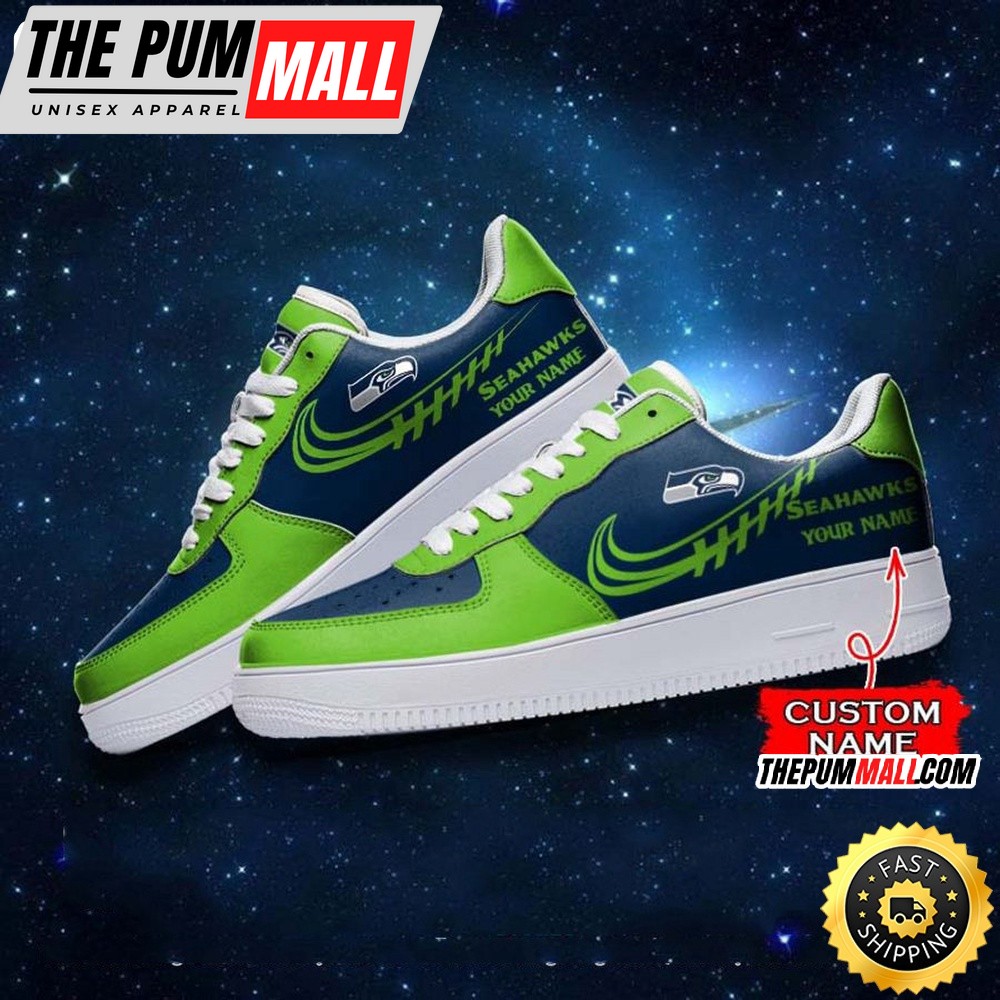 Custom NFL Seattle Seahawks Air Force 1 Shoes Sneaker Football Shoes For Sport Fans