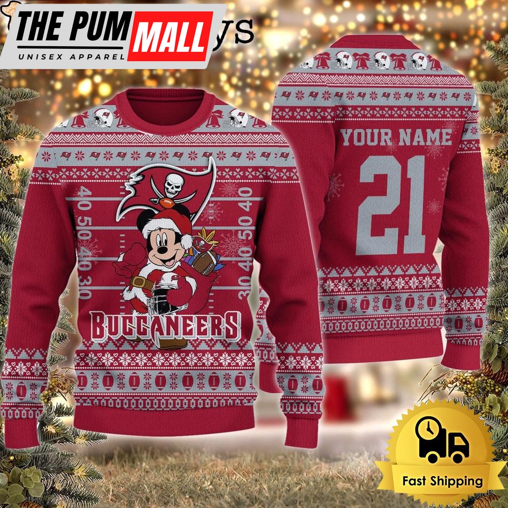 Custom NFL Tampa Bay Buccaneers Mickey Mouse Santa Ugly Christmas Sweater