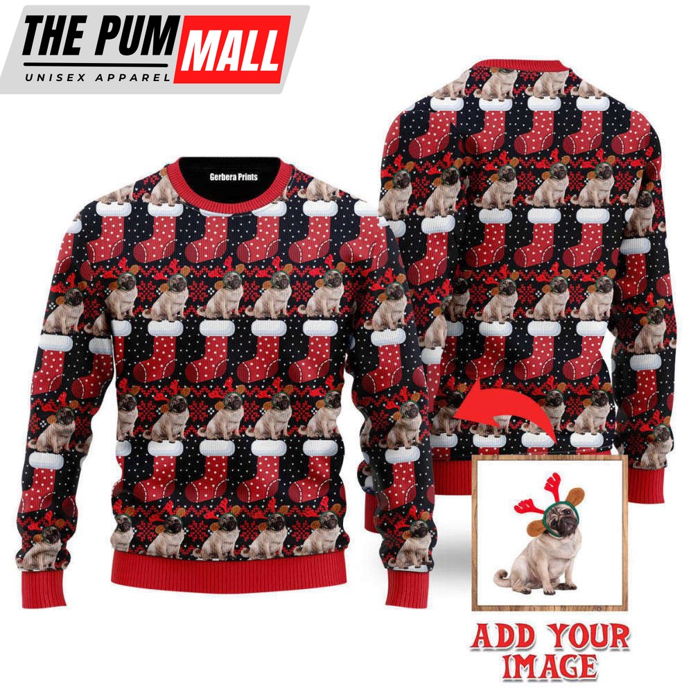 Custom Photo Dog For Lover With Red Socks Custom Christmas Sweaters For Pet Lover
