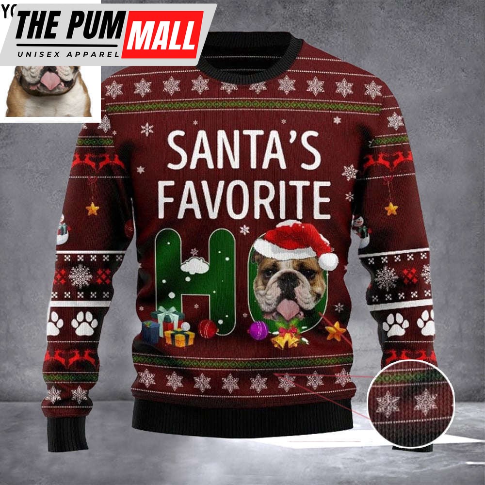 Custom Photo Dog Santa’s Favorite Ho Ugly Christmas Sweater Dog Picture Sweater Gift