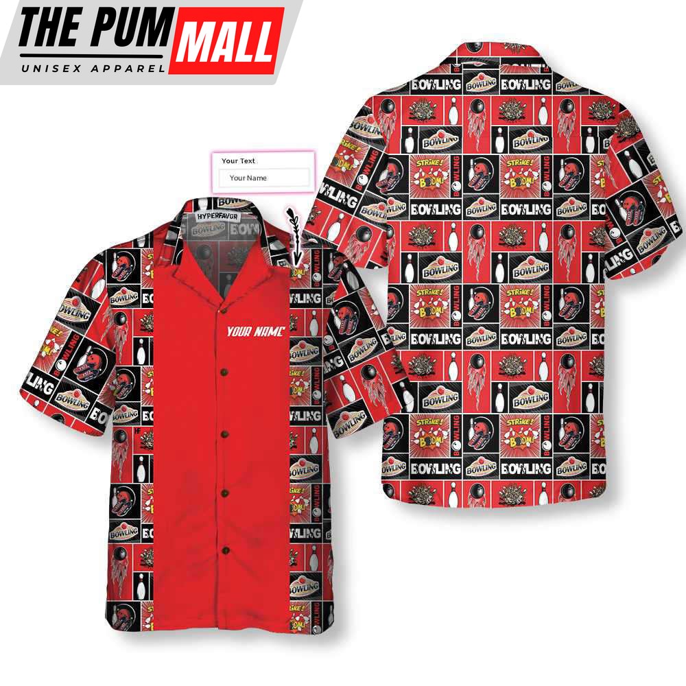 Custom Red Bowling V2 Hawaiian Shirt for Men & Women Personalize Your Style with Custom Name HN1077