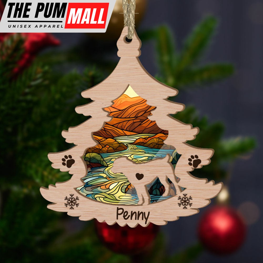 Custom Rottweiler Pine Tree Suncatcher Ornament Personalized Christmas Gift for Dog Lover Limited Edition