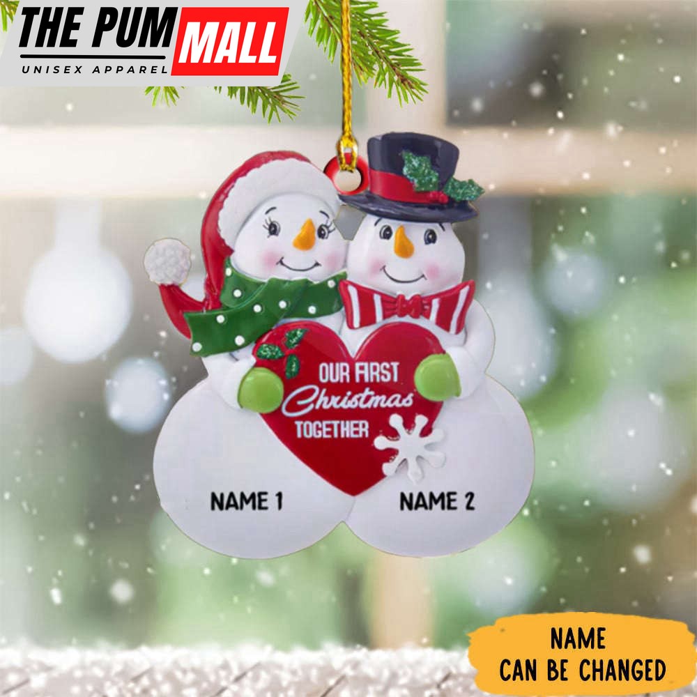 Custom Snowman Couple Our First Christmas Together Ornament For Couple Limited Edition
