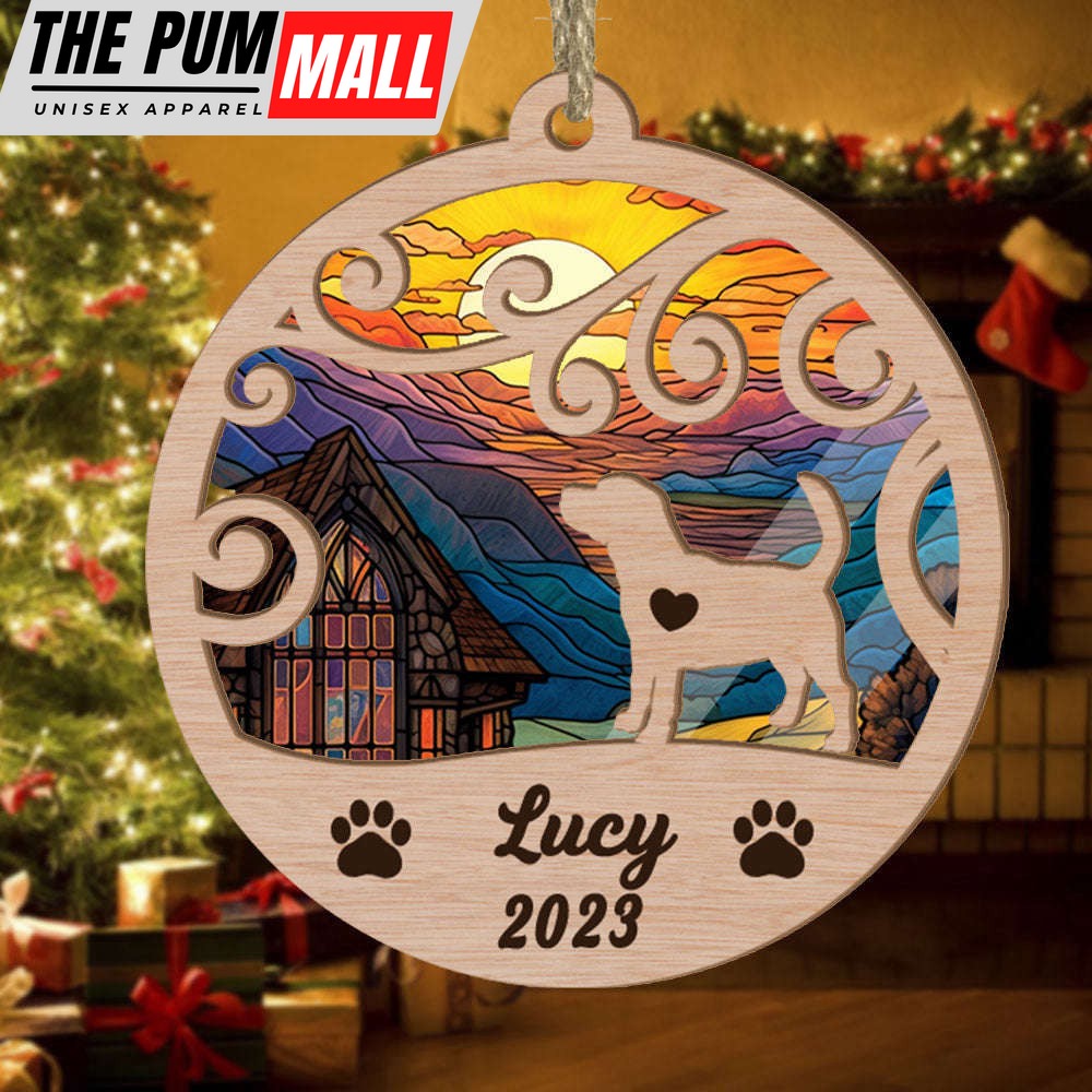 Custom Suncatcher Ornament Beagle – Sunset Background Custom Name and Year Christmas Gift for Dog Lover Limited Edition