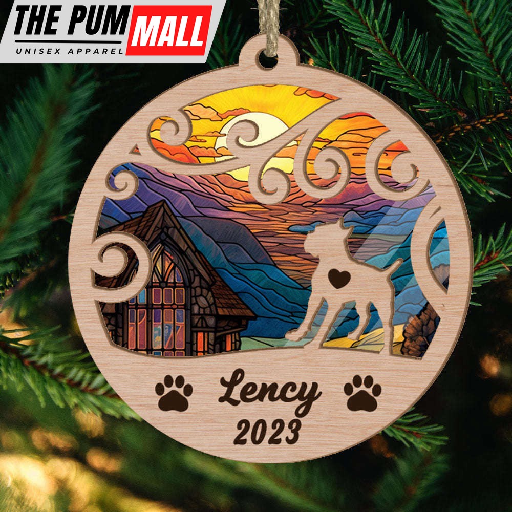 Custom Suncatcher Ornament Cane Corso – Sunset Background Custom Name and Year Christmas Gift for Dog Lover Limited Edition