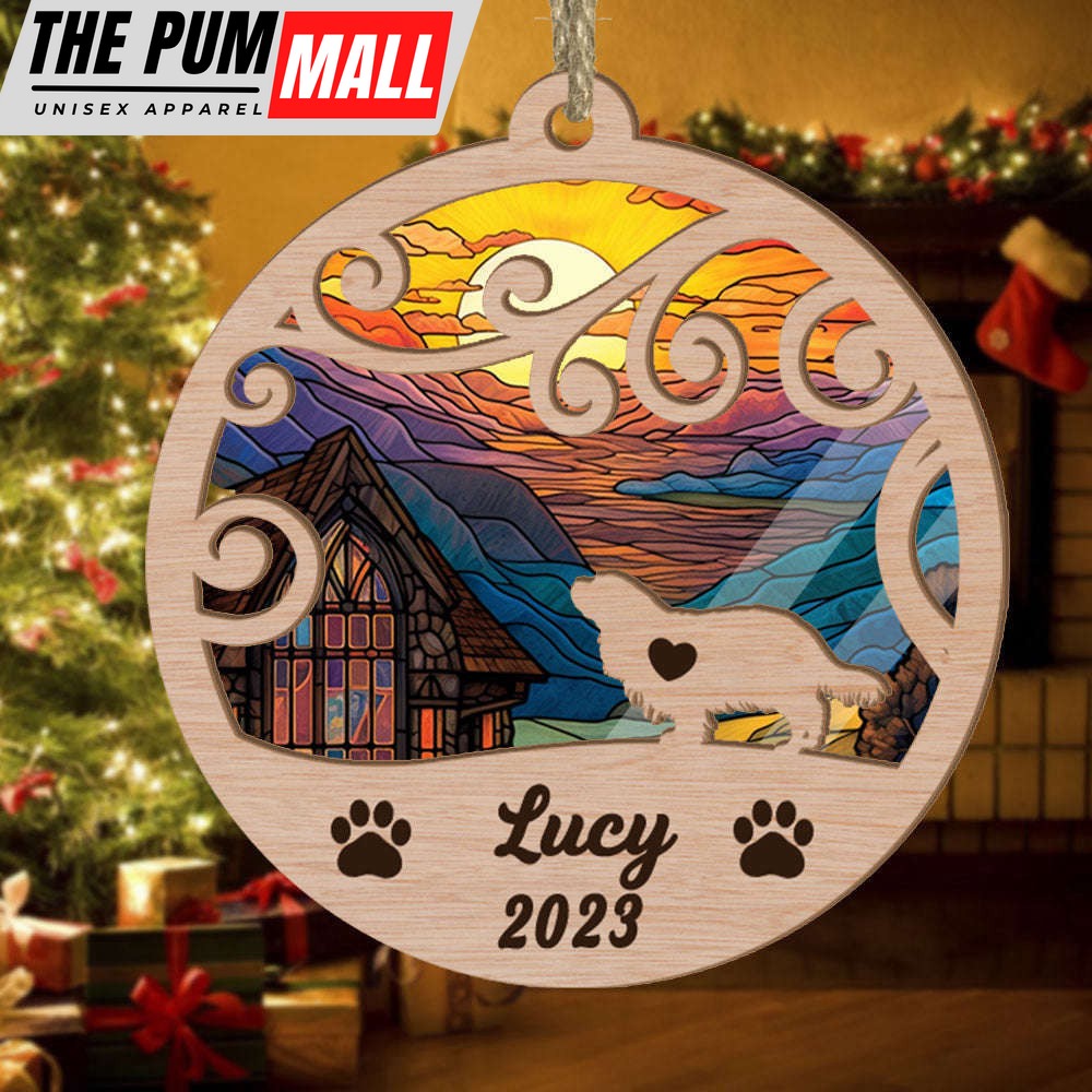 Custom Suncatcher Ornament Cavalier King Charles Spaniel – Sunset Background Custom Name and Year Christmas Gift for Dog Lover Limited Edition