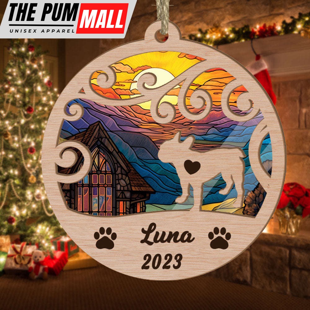 Custom Suncatcher Ornament French Bulldog – Sunset Background Custom Name and Year Christmas Gift for Dog Lover Limited Edition