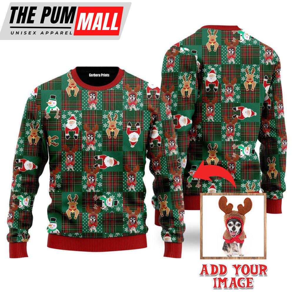 Custom Xmas Dog Santa And Deer Custom Christmas Sweaters For Men & Women