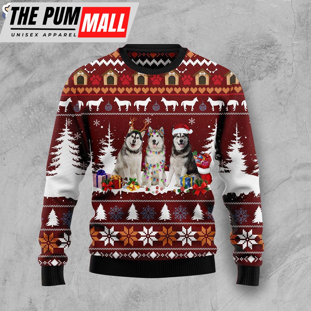 Cute Alaskan Christmas Gift Dog Lover Ugly Christmas Sweater – Gifts For Dog Lovers