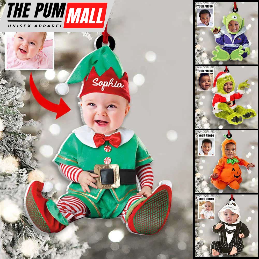 Cute Baby Ornament Custom Face Name Christmas Ornament for New Baby First Christmas Limited Edition
