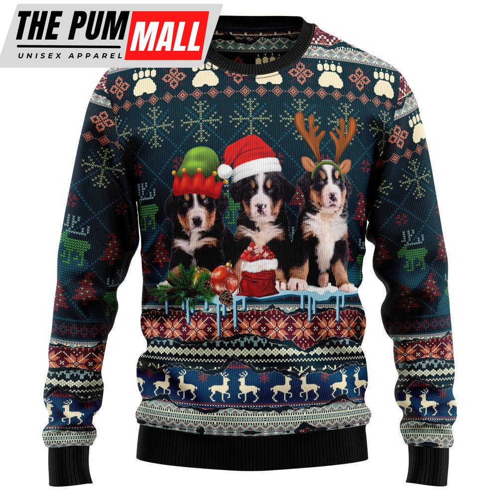 Cute Bernese Mountain Dog Ugly Christmas Sweater – Festive Holiday Apparel for Dog Lovers