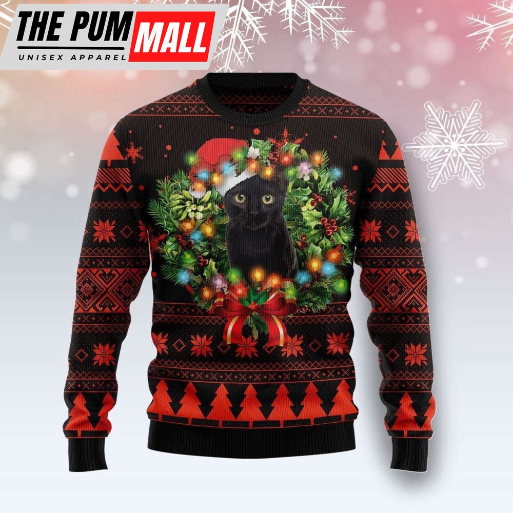 Cute Black Cat Ugly Christmas Sweater