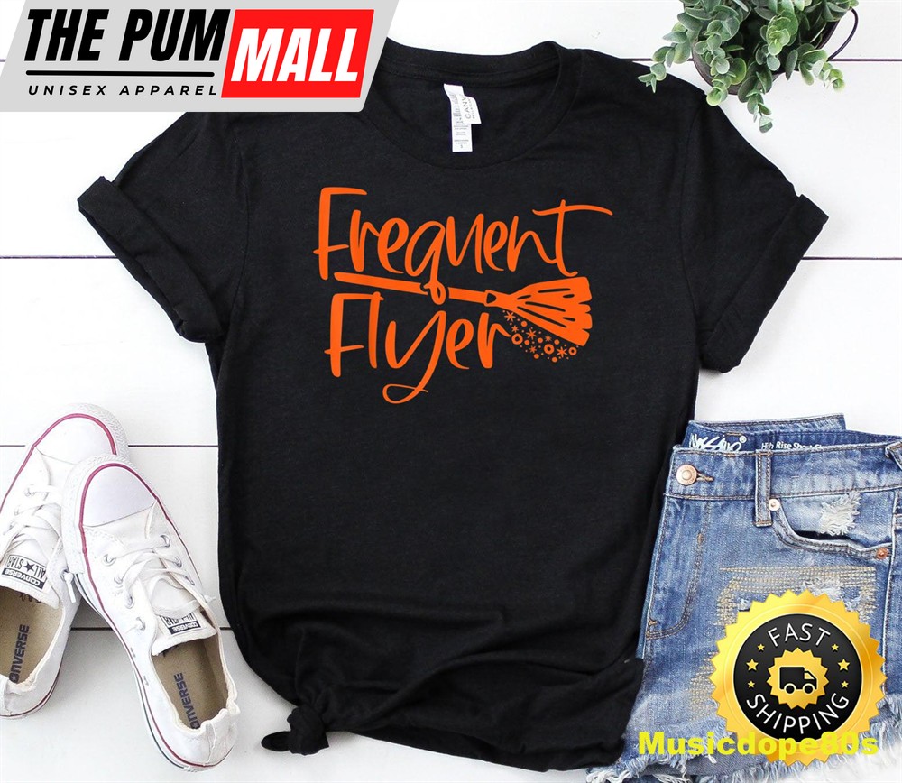 Cute Broomstick Frequent Flyer Witch Halloween T-Shirt