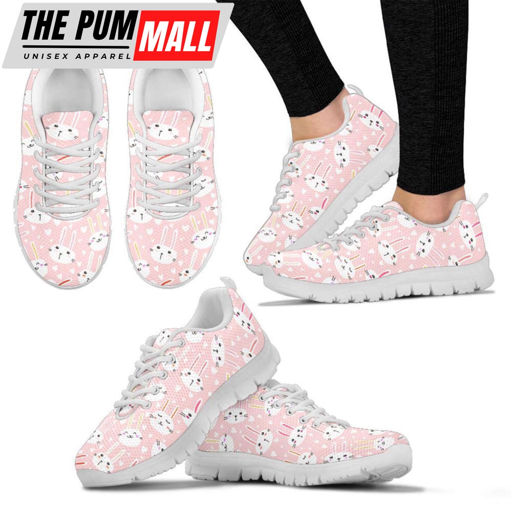 Cute Bunny Pink Sneakers, Birthday Gifts Unisex Cute Shoes Casual Sneakers