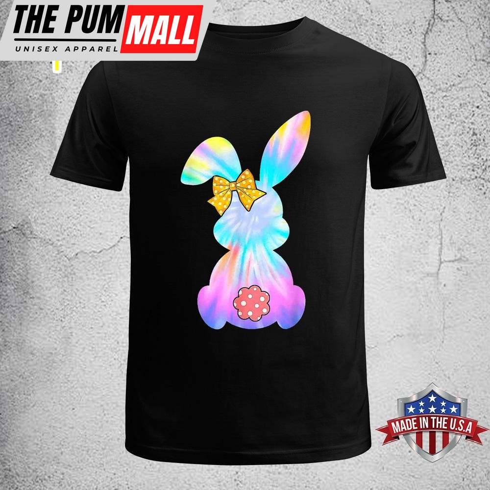 Cute Bunny Rabbit Tie Dye Bow Tie Girls Womens Shirt, Easter Gifts For Mom