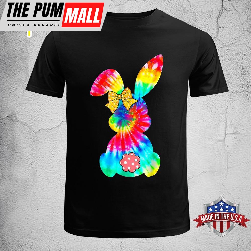 Cute Bunny Rabbit Tie Dye Bow Tie Girls Womens Shirt, Easter Gifts For Wife