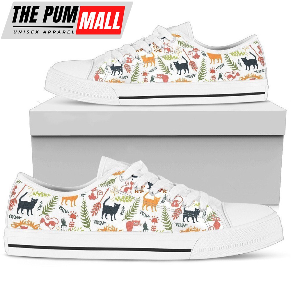 Cute Cat Lover Sneakers: Low Top Shoes for Cat Enthusiasts