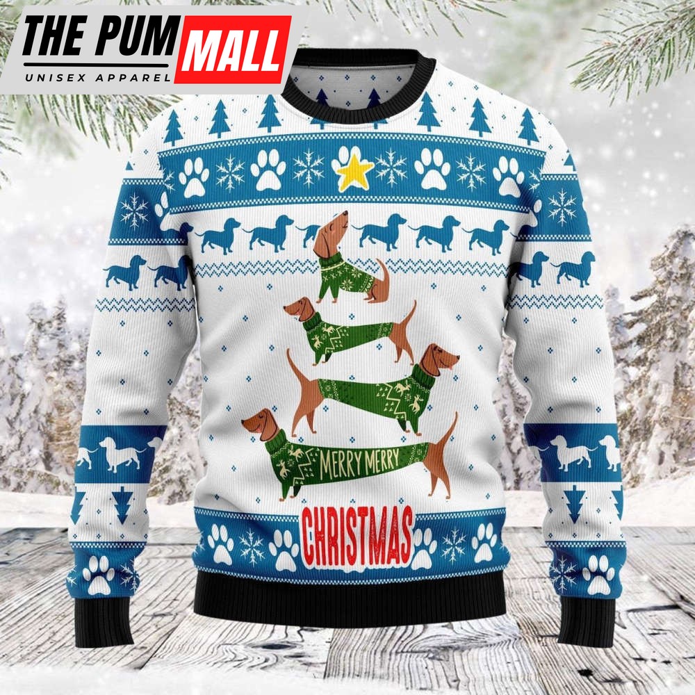 Cute Dachshund Dog Ugly Christmas Sweater: Festive & Adorable Holiday Apparel