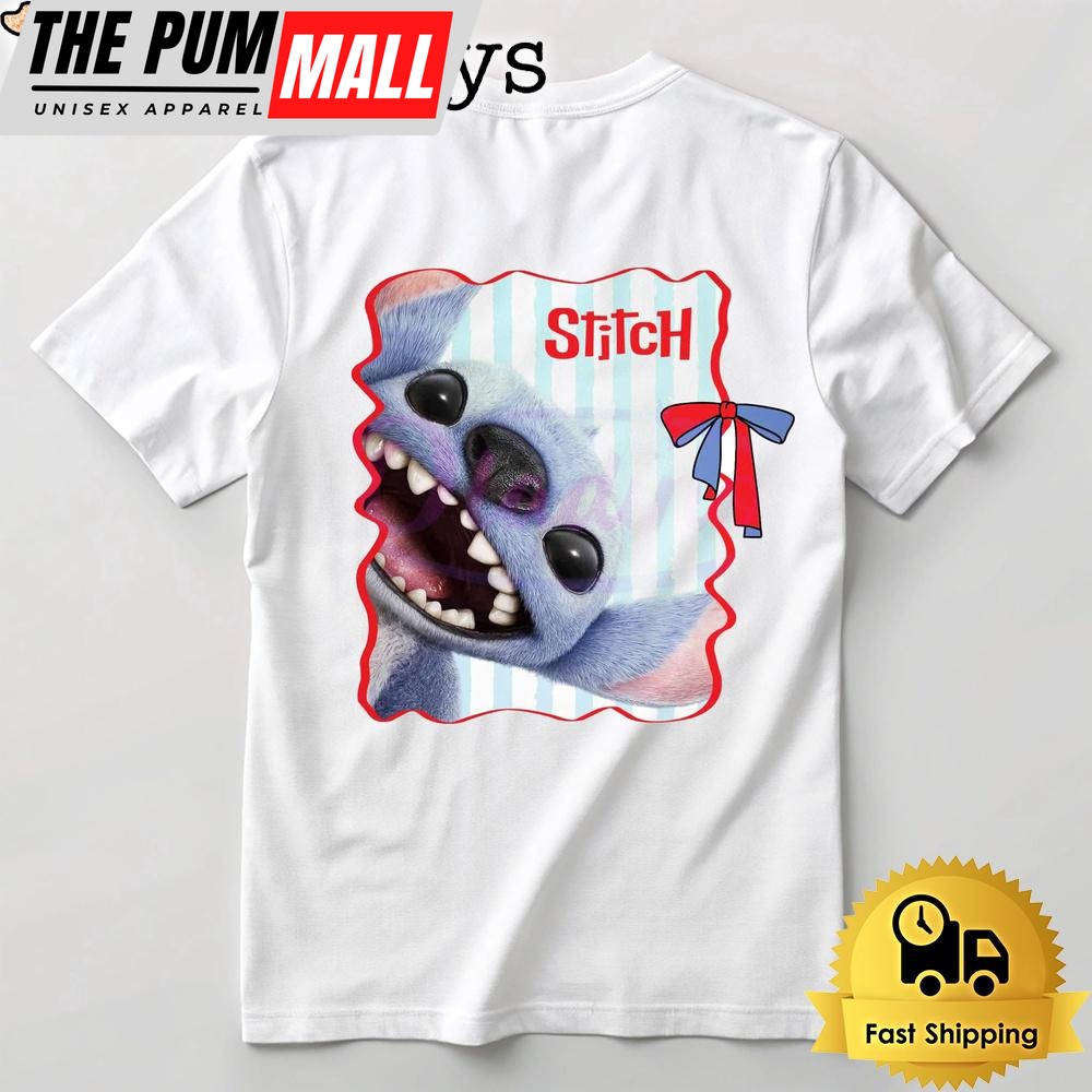 Cute Disney Stitch Blue Alien Fluffy Cartoon Frame T Shirt