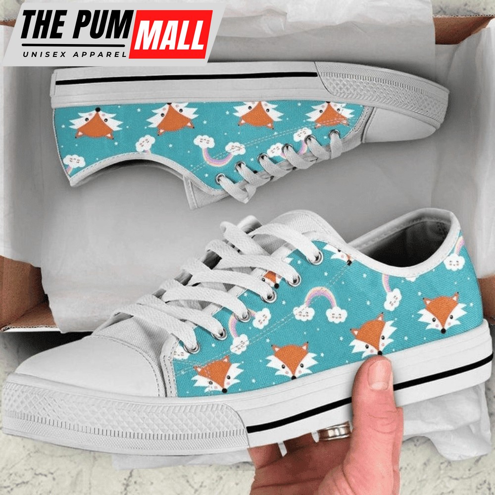 Cute Fox Rainbow Low Top Shoes PN206054Sb – Stylish Footwear