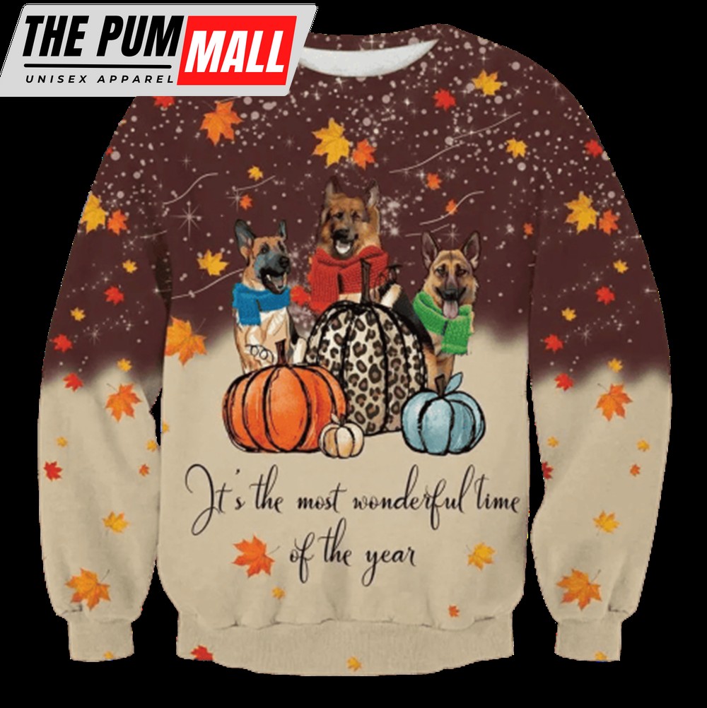 Cute German Shepherd Dog Thanksgiving Ugly Christmas Sweater, Gift For Christmas