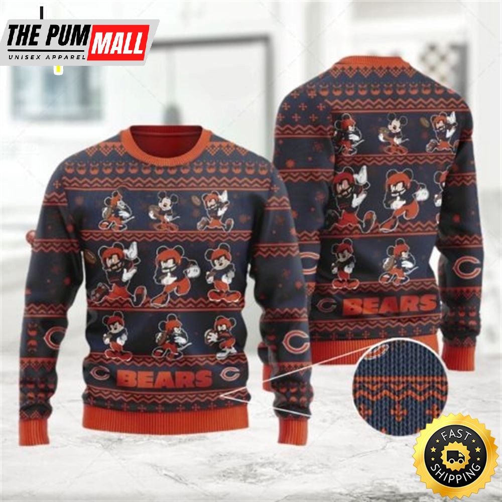 Cute Mickey Mouse Chicago Bears Funny Disney Ugly Christmas Sweater