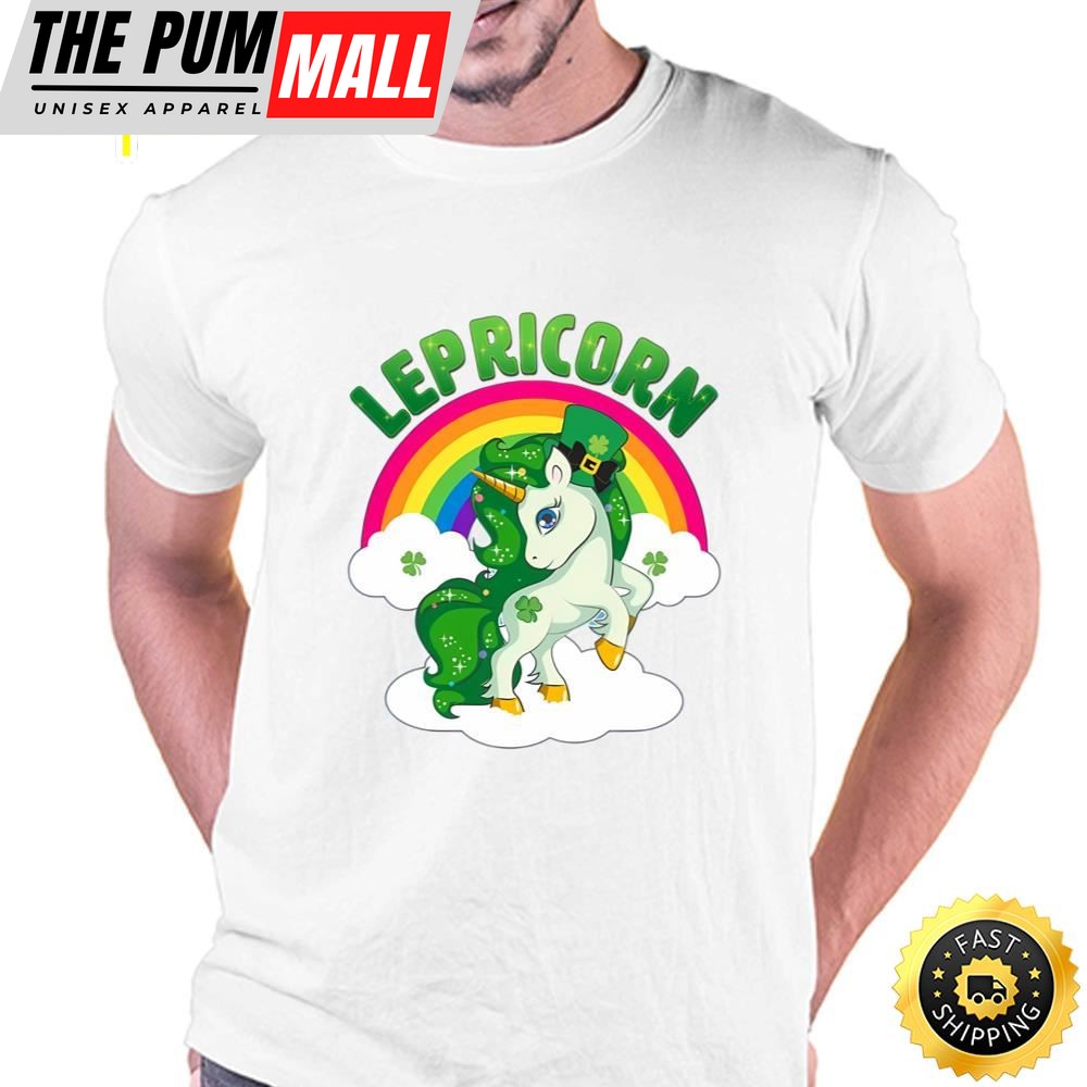 Cute St Patricks Day Rainbow Lepricorn Unicorn Leprechaun T-Shirt