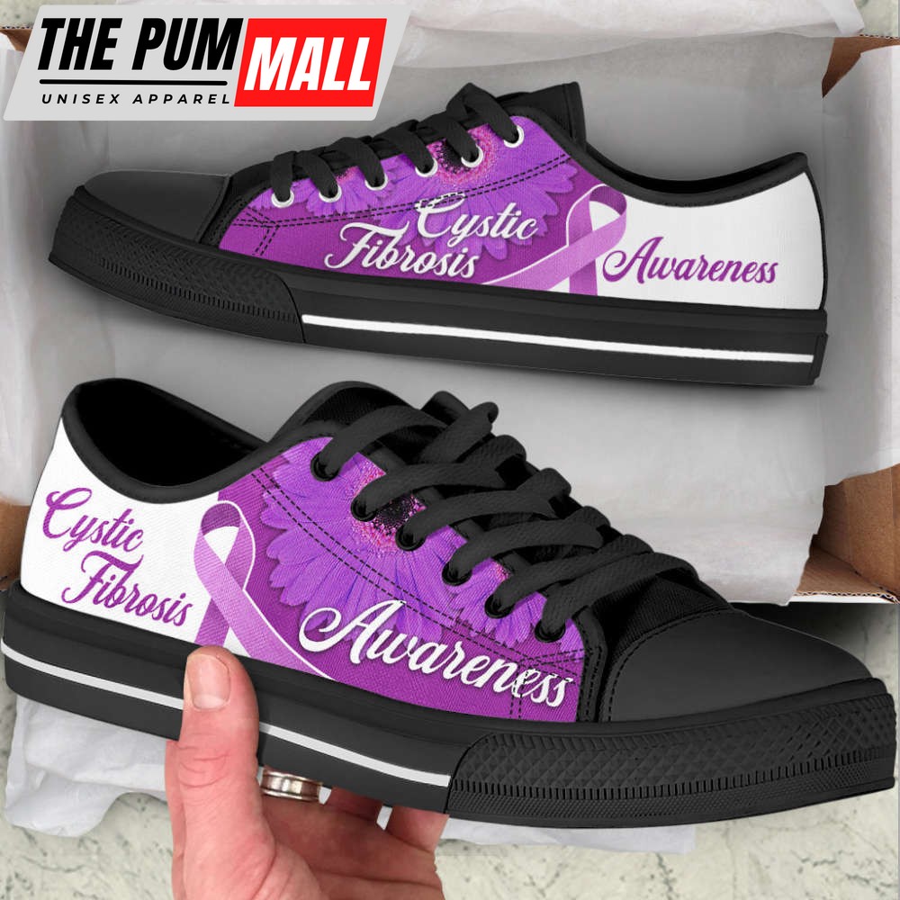 Cystic Fibrosis Shoes Awareness Ribbon Low Top Shoes Canvas Shoes