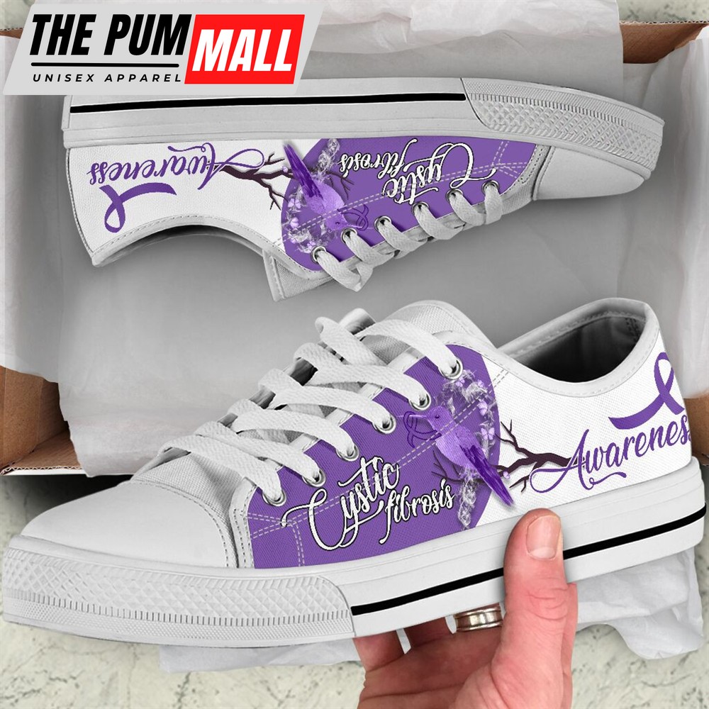 Cystic Fibrosis Shoes Hummingbird Low Top Shoes – Best Gift For Men And Women – Cancer Awareness Shoes