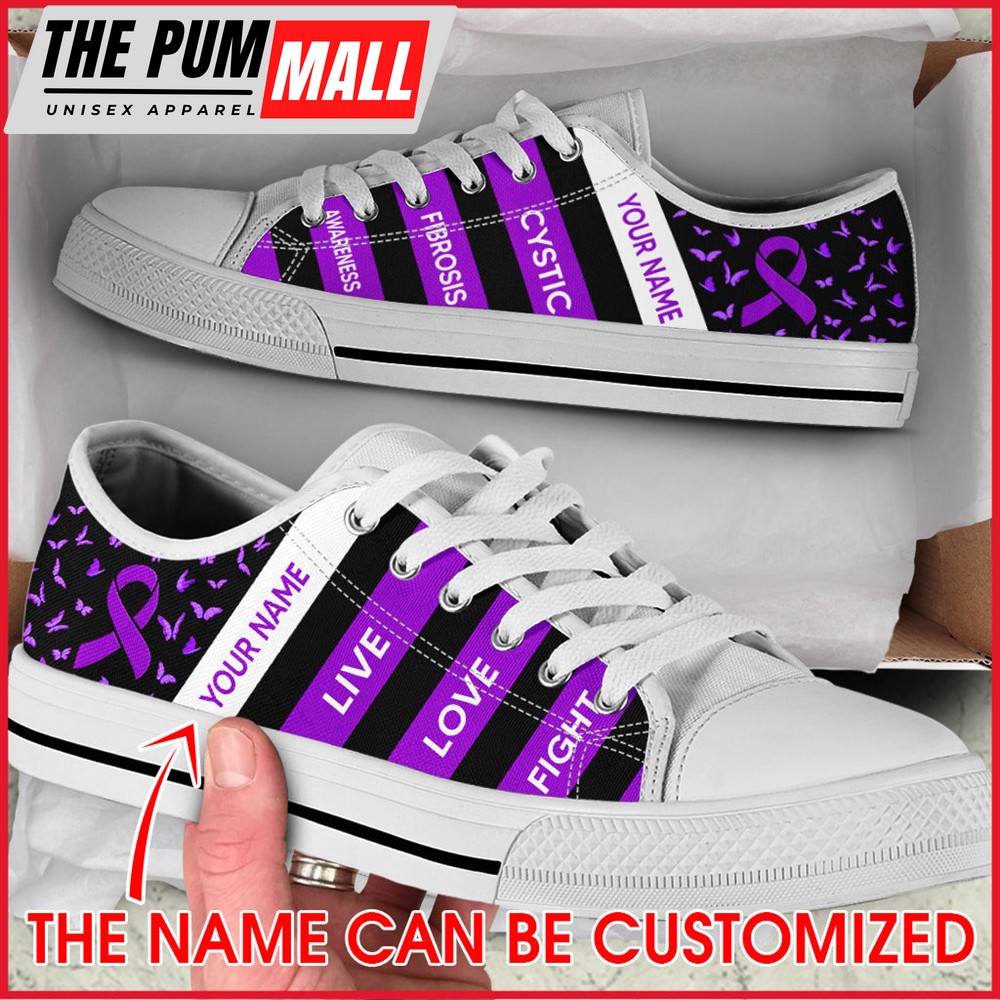 Cystic Fibrosis Shoes Plaid Low Top Shoes Canvas Shoes – Personalized Custom – Best Gift For Men And Women