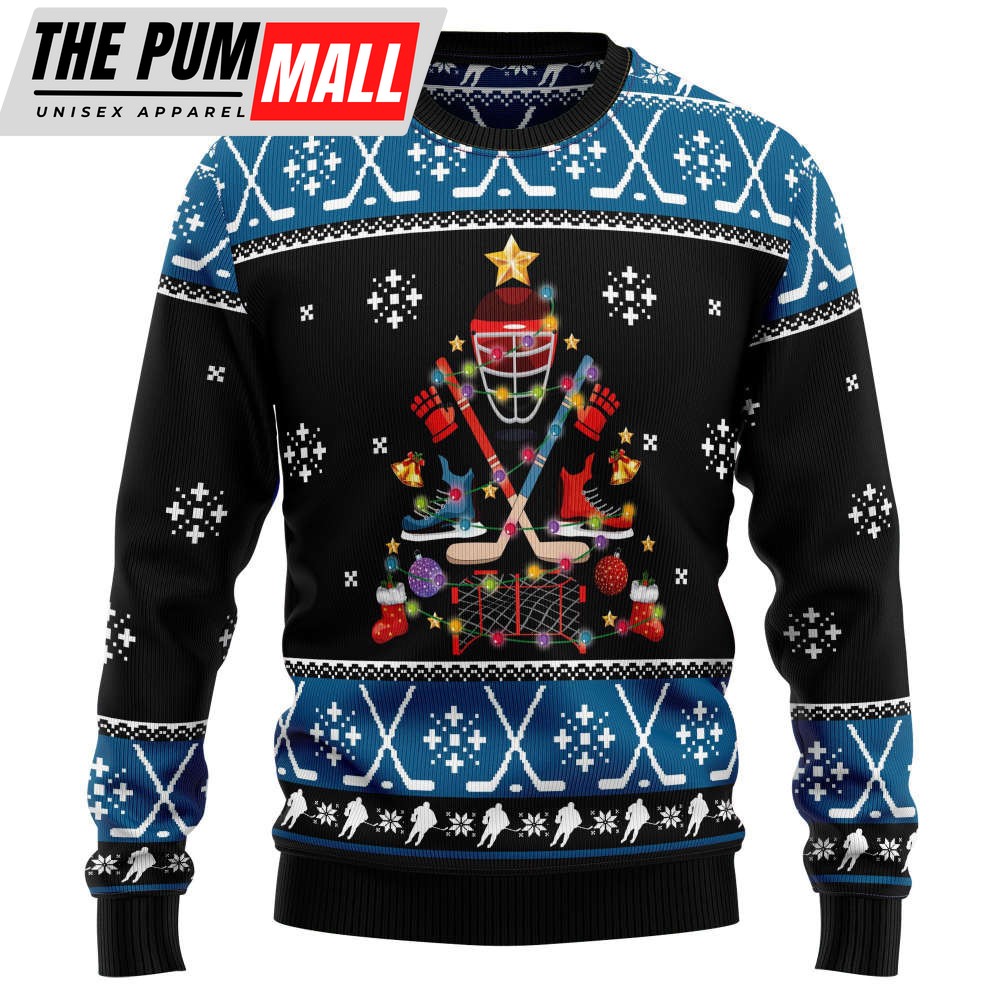 D1011 Happy Hockeyday Ugly Christmas Sweater, Noel Malalan
