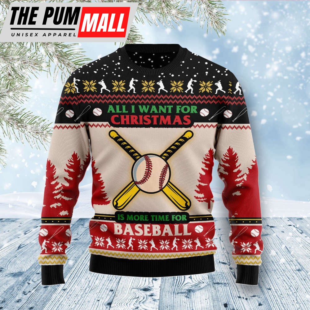 D1311 Time for Baseball Ugly Christmas Sweater by Noel Malalan