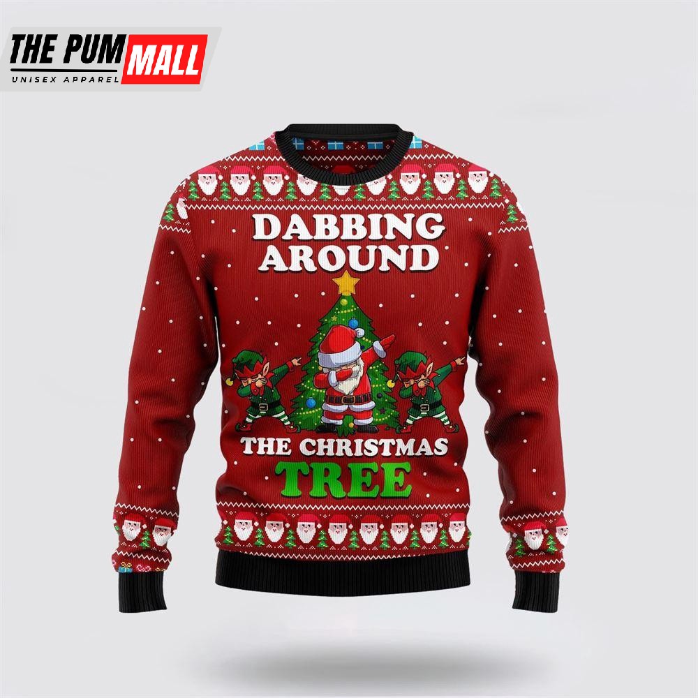 Dabbing Around The Christmas Tree Santa Claus Ugly Christmas Sweater