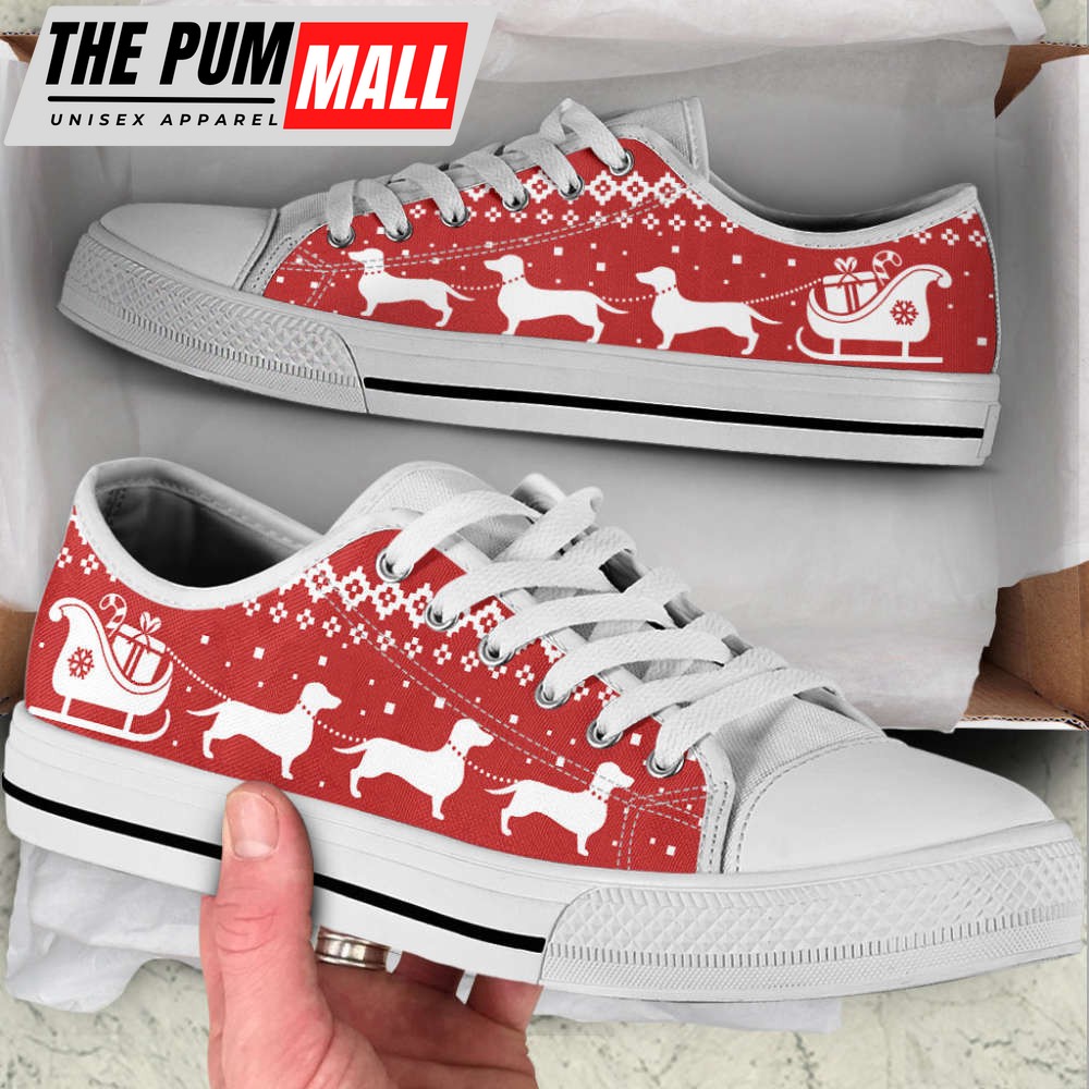 Dachshund Christmas Gift Low Top Shoes Canvas Sneakers Casual Shoes