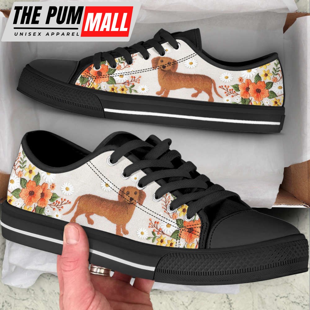 dachshund-dog-embroidery-floral-low-top-shoes-canvas-sneakers-hlo5kunq Dachshund Dog Embroidery Floral Low Top Shoes Canvas Sneakers