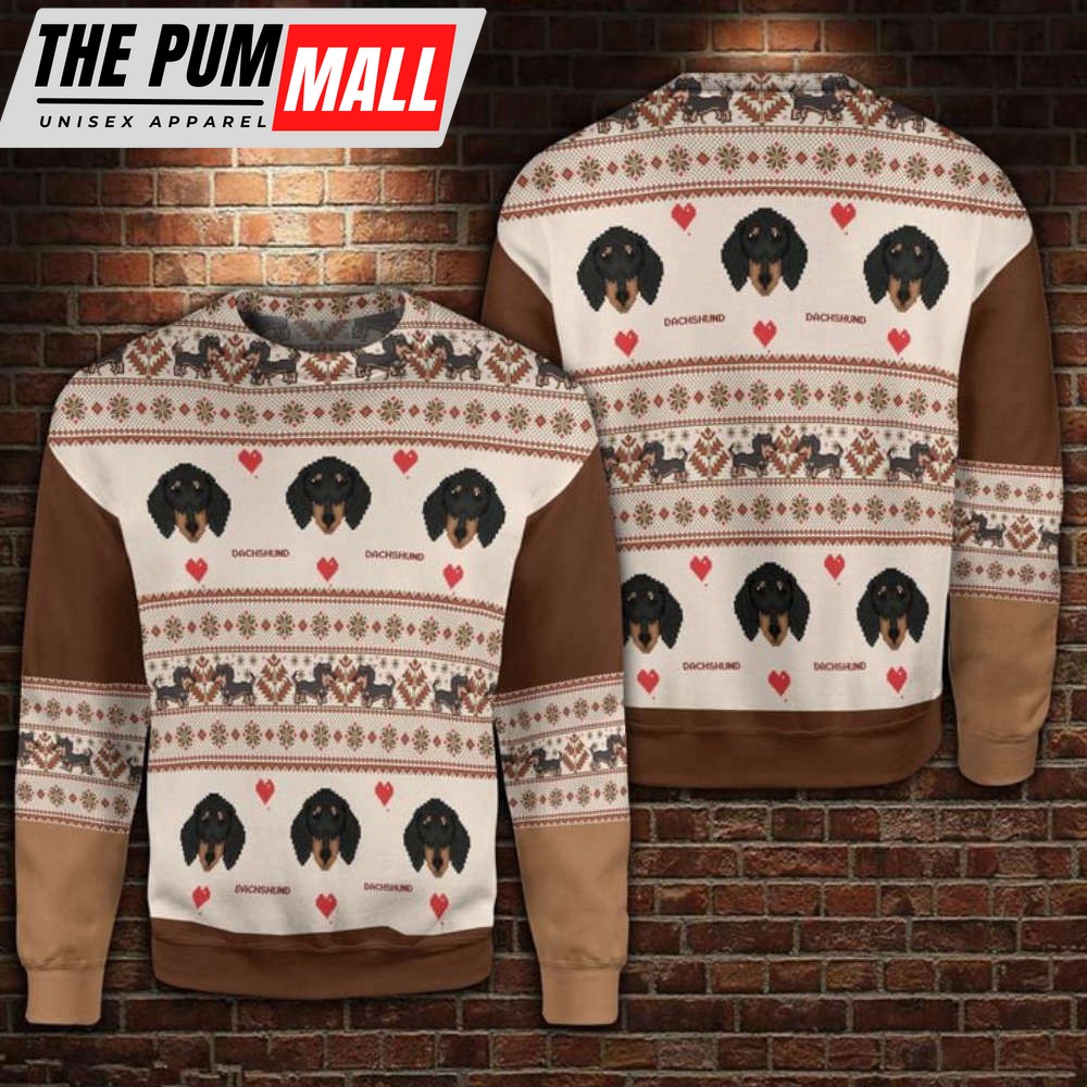 Dachshund Dog Heart Ugly Christmas Sweater – Perfect Gift for Christmas Day