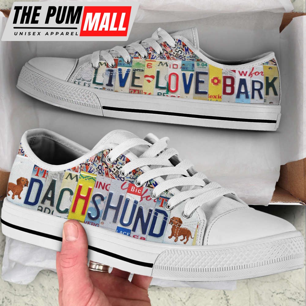 Dachshund Dog Live Love Bark License Plates Low Top Shoes