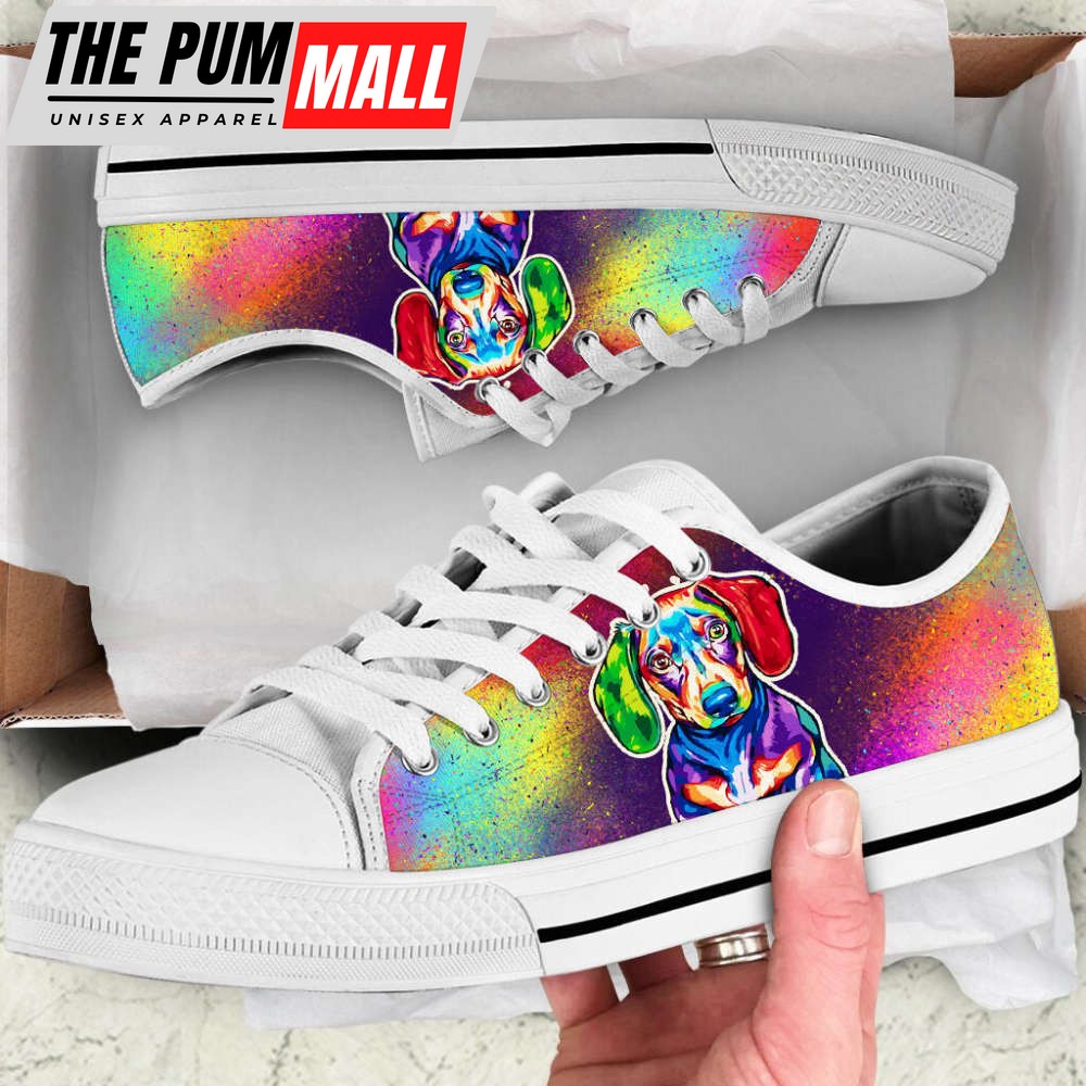 Dachshund Dog Lover Pop Art Colorful Low Top Shoes Canvas Sneakers