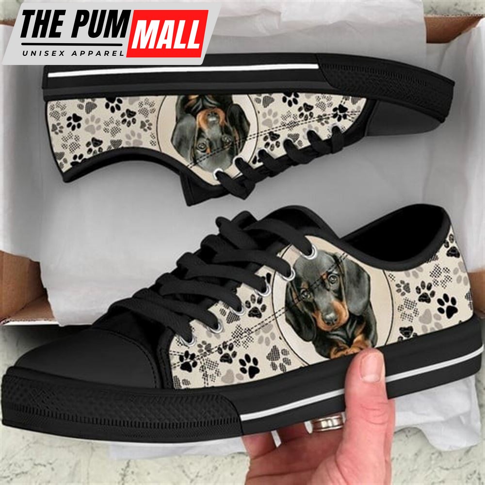 Dachshund Dog Pattern Brown Canvas Low Top Shoes – Low Top Shoes Mens, Women