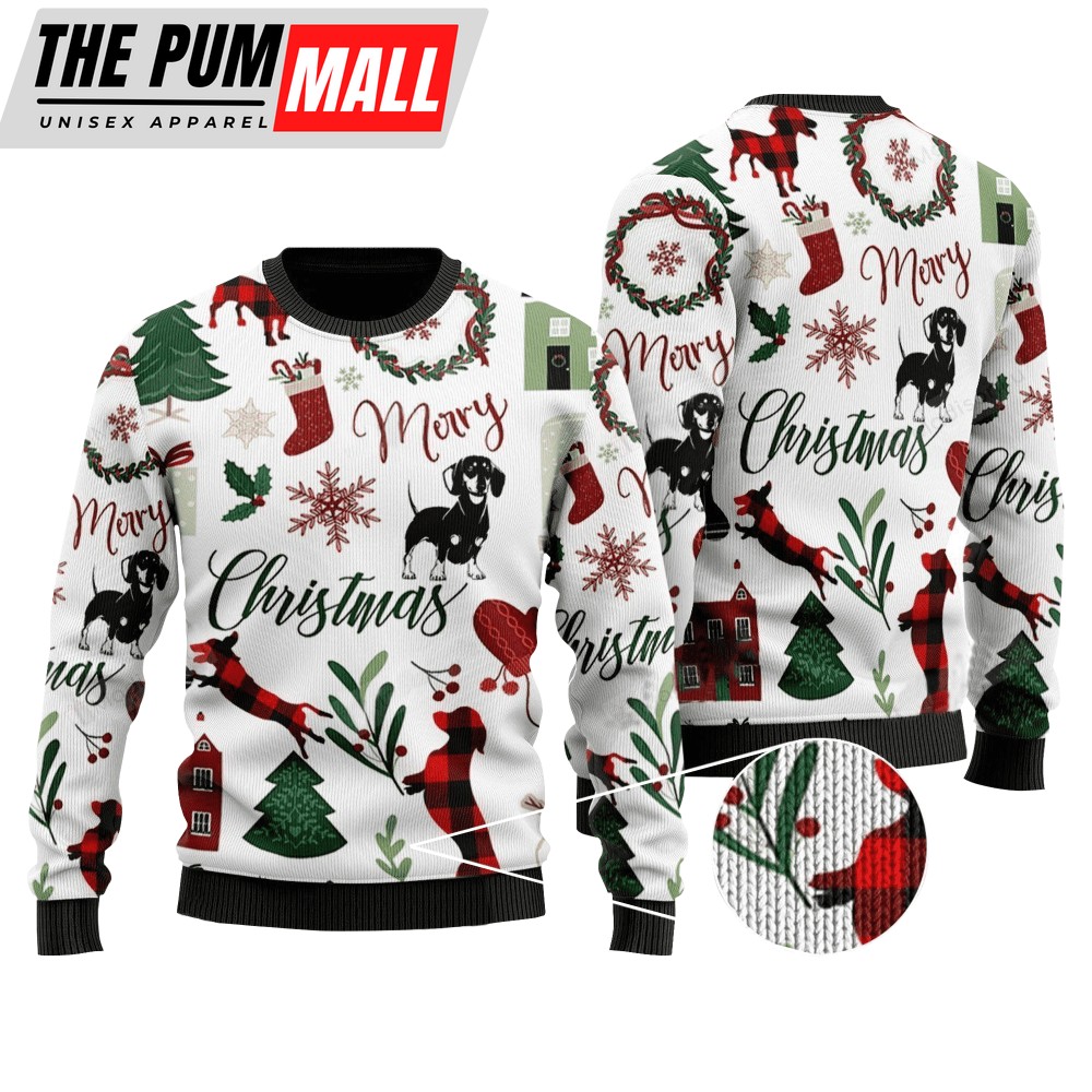 Dachshund Dog Ugly Christmas Sweater: Festive & Adorable Apparel for Your Furry Friend!