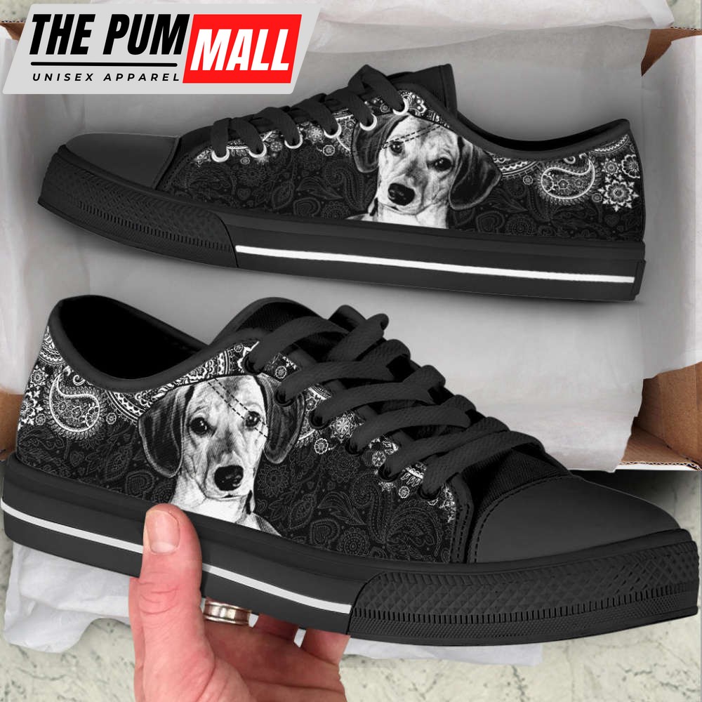 dachshund-face-paisley-black-white-low-top-shoes-canvas-sneakers-trc25zeg Dachshund Face Paisley Black White Low Top Shoes Canvas Sneakers