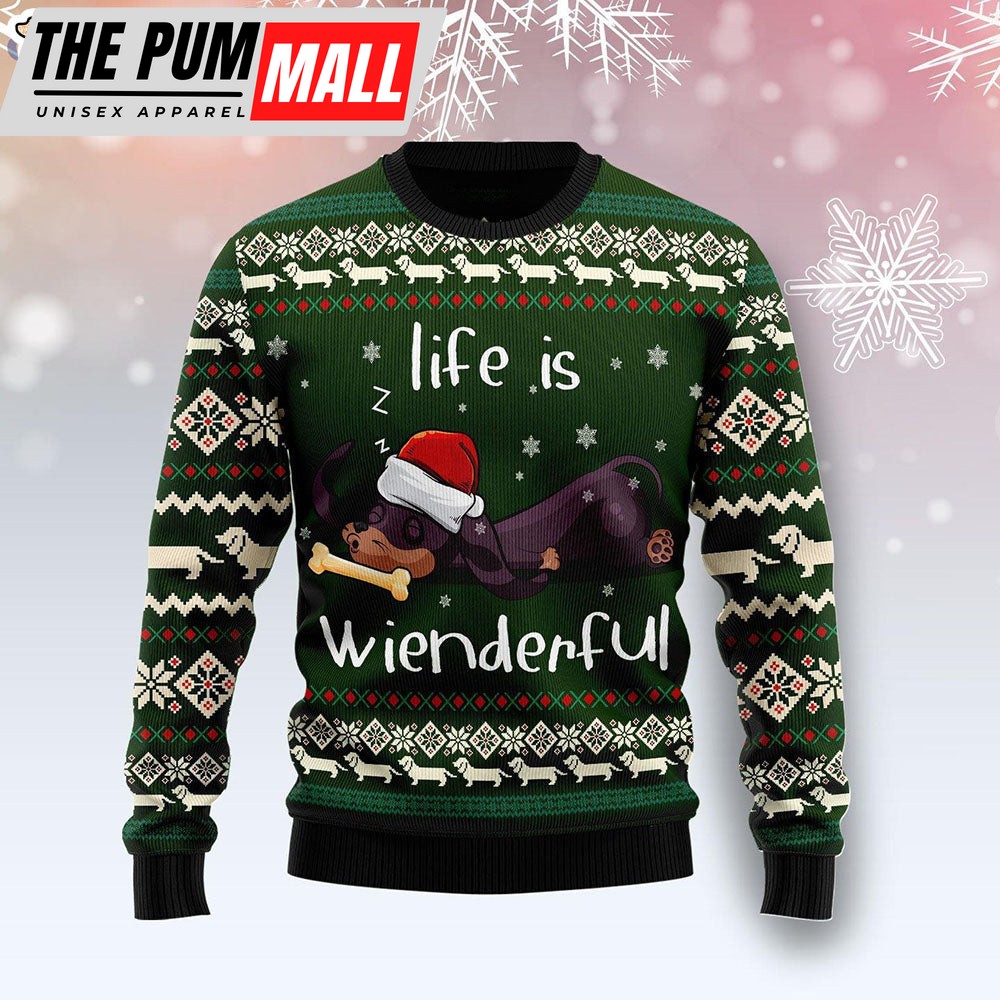 Dachshund Life Is Wienderful Dog Lover Ugly Christmas Sweater – Gifts For Dog Lovers