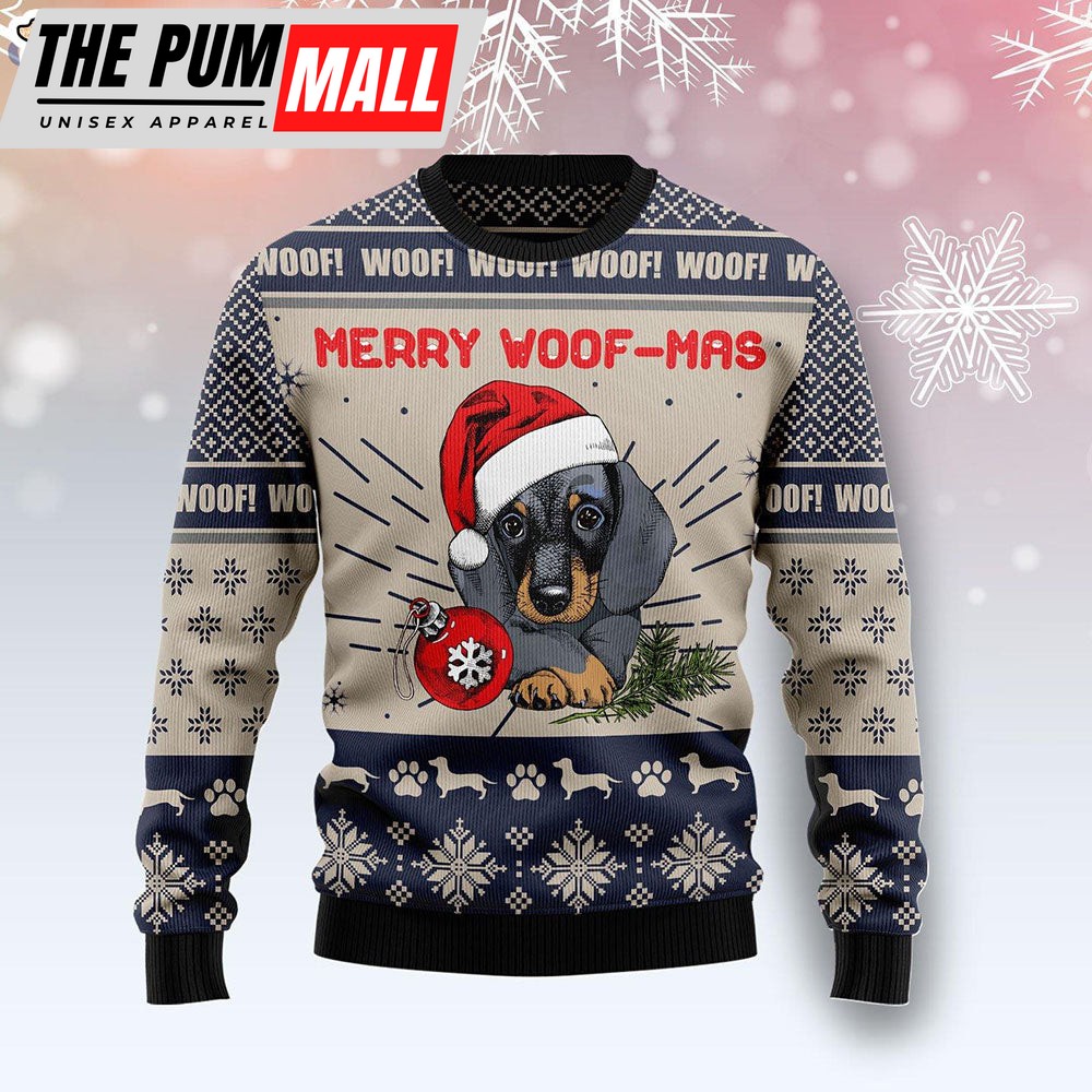 Dachshund Merry Woofmas Dachshund Lover Dog Lover Funny Family Ugly Christmas Sweater