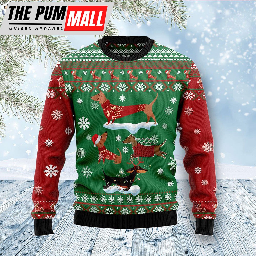 Dachshund Snow Day Dog Lover Ugly Christmas Sweater – Christmas Outfits Gift