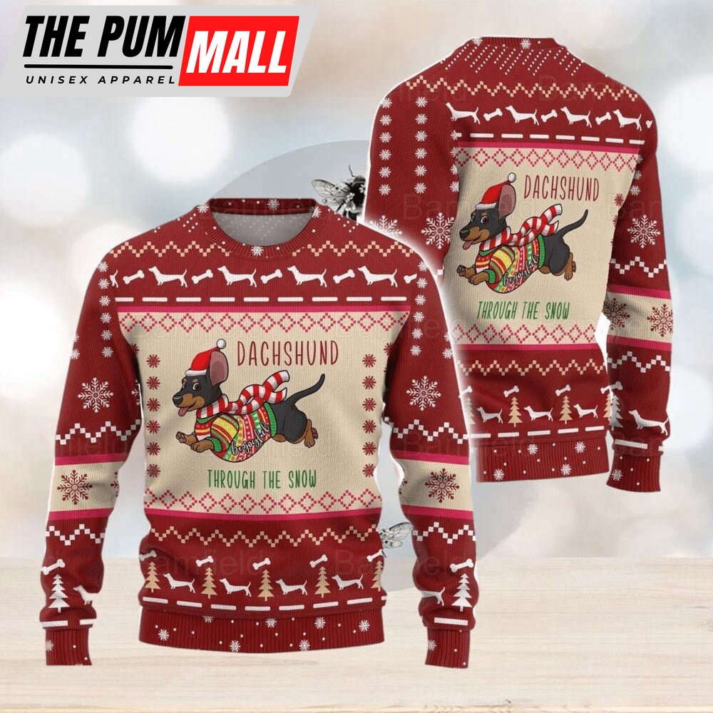 Dachshund Through The Snow Ugly Sweater Men And Women Christmas Gift
