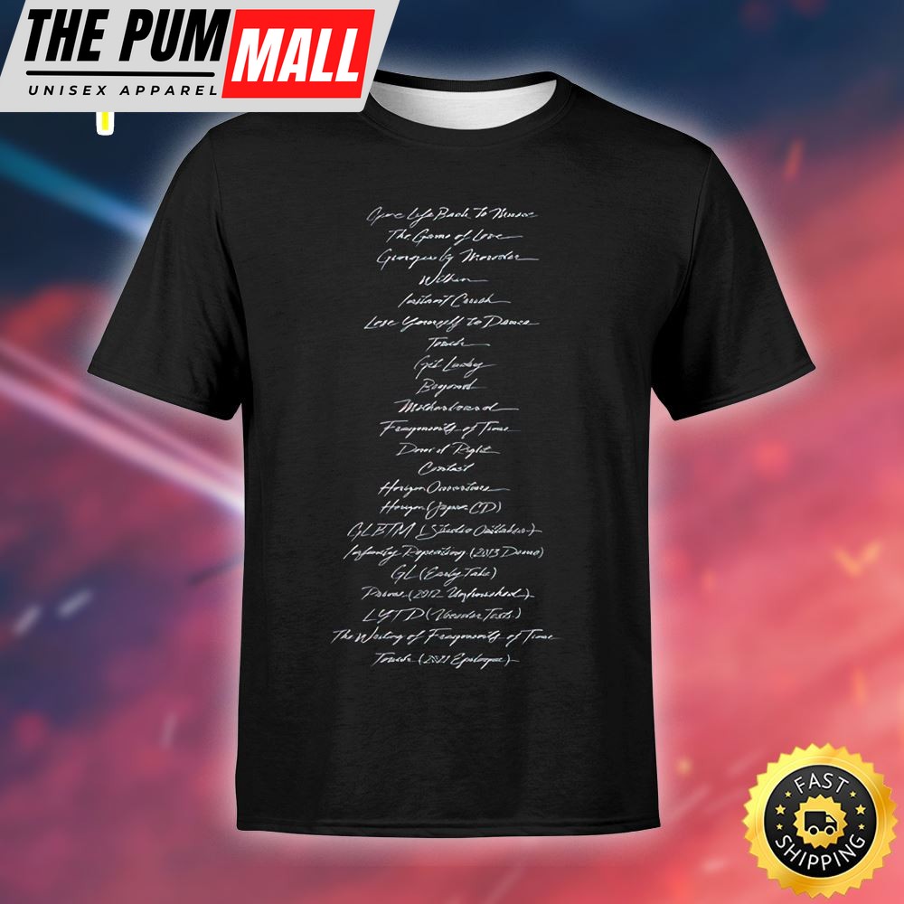 Daft Punk Give Life Back To Music Lyrics Unisex Black T-Shirt