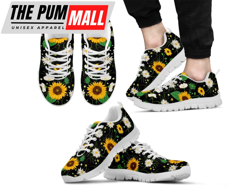 Daisy Sunflower Shoes Custom Name Shoes Sunflower Print Running Sneakers For Women Men