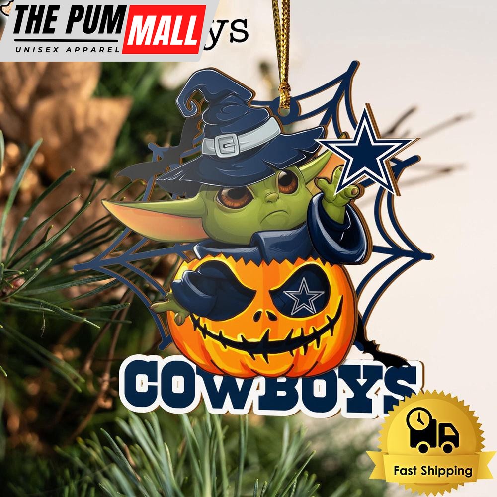 Dallas Cowboys Baby Yoda Pumpkin Halloween Ornament Limited Edition