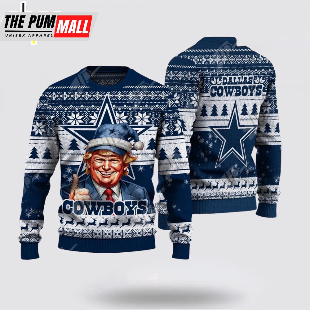 Dallas Cowboys Christmas Donald Trump Knitted Sweater
